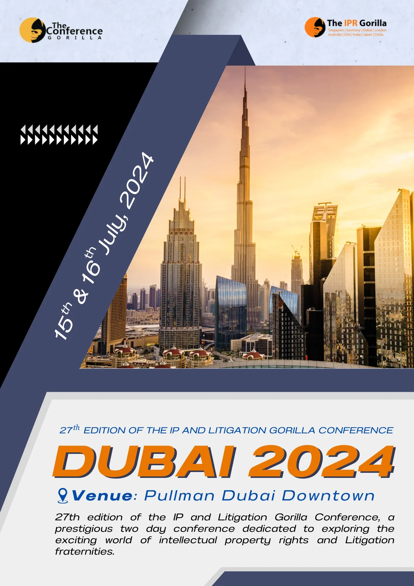 Dubai skyline promo poster for conference 2024