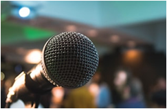 Microphone stage setup for keynote speech