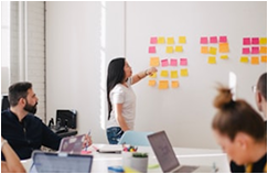 Team collaboration on sticky notes board
